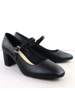 Čierne lodičky Sergio Leone na nízkom podpätku s remienkom PB176