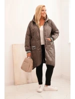 Dámska prešívaná bunda s kapucňou a športovými manžetami Fango