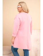 Dámske šaty v nadmernej veľkosti z viskózy s voľným strihom a dlhými rukávmi Dark Powder Pink
