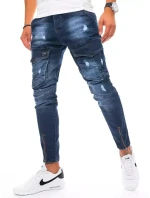 Pánske bojové džínsové nohavice tmavomodré FashionStreet UX3292