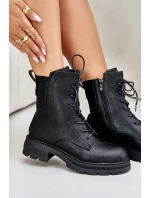 Ocieplane Botki Workery Na Zamek Czarne Leairae