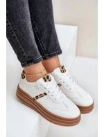 Sneakersy Damskie Na Platformie Panterka Białe Dravinnia