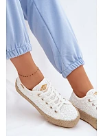 Krajkové tenisky espadrilky na platformě Lee Cooper LCW-26-31-4326 Bílé