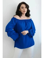 Španielska blúzka s ozdobnými rukávmi chrpovo modrá Španielska blúzka s ozdobnými rukávmi chrpovo modrá