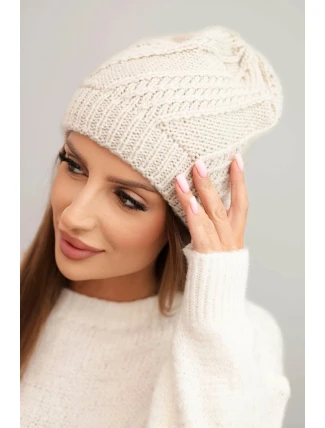 Dámska zimná vlnená čiapka K441 beige