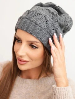 Dámska zimná čiapka s vlnou a štruktúrovaným vzorom K432 graphite
