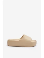 Damskie Klapki Na Grubej Podeszwie Beżowe Oreithano