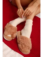 Kožušinové domáce papuče pre ženy s prepletenými remienkami Camel Quenelle Kožušinové domáce papuče pre ženy s prepletenými remienkami Camel Quenelle
