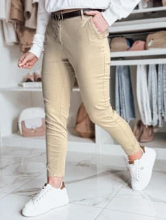 Dámske nohavice chinos s opaskom LINESKA dark beige FashionStreet UY2578
