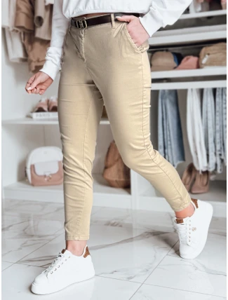 Dámske nohavice chinos s opaskom LINESKA dark beige FashionStreet UY2578