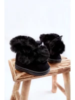 Dziecięce Młodzieżowe Ocieplane Botki Śniegowce Czarne Roofy