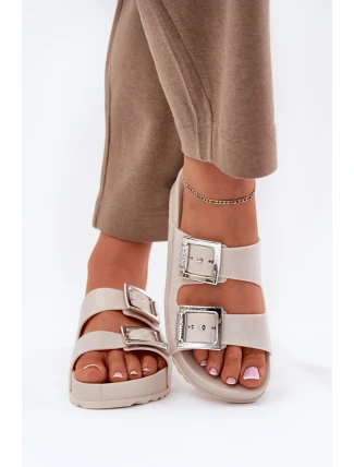 Pachnące Klapki Damskie Z Klamrami I Brokatem ZAXY RR285056 Beżowe