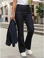 Dámske džínsy bootcut s vysokým pásom tmavomodré FashionStreet UY2956