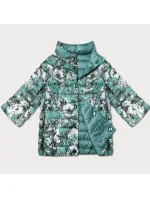 Dámska obojstranná bunda s 3/4 rukávmi v tmavom mätovo-kvetinovom odtieni Minority (M23-7009-253) Dámska obojstranná bunda s 3/4 rukávmi v tmavom mätovo-kvetinovom odtieni Minority (M23-7009-253)