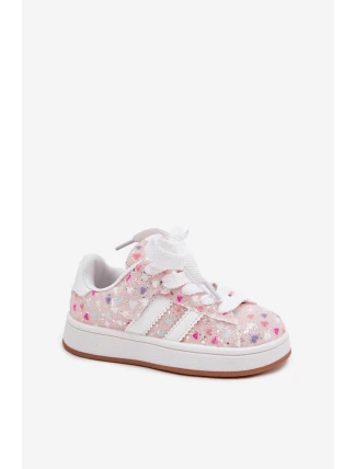 Błyszczące Buty Sportowe Dziewczęce W Serca Różowe Tessina