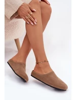 Dámské pantofle z eko semiše Khaki Kalvess