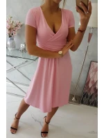 Tehotenské šaty s výstrihom 60942 ružové - Kesi