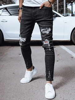 Pánske čierne džínsové nohavice FashionStreet UX4141