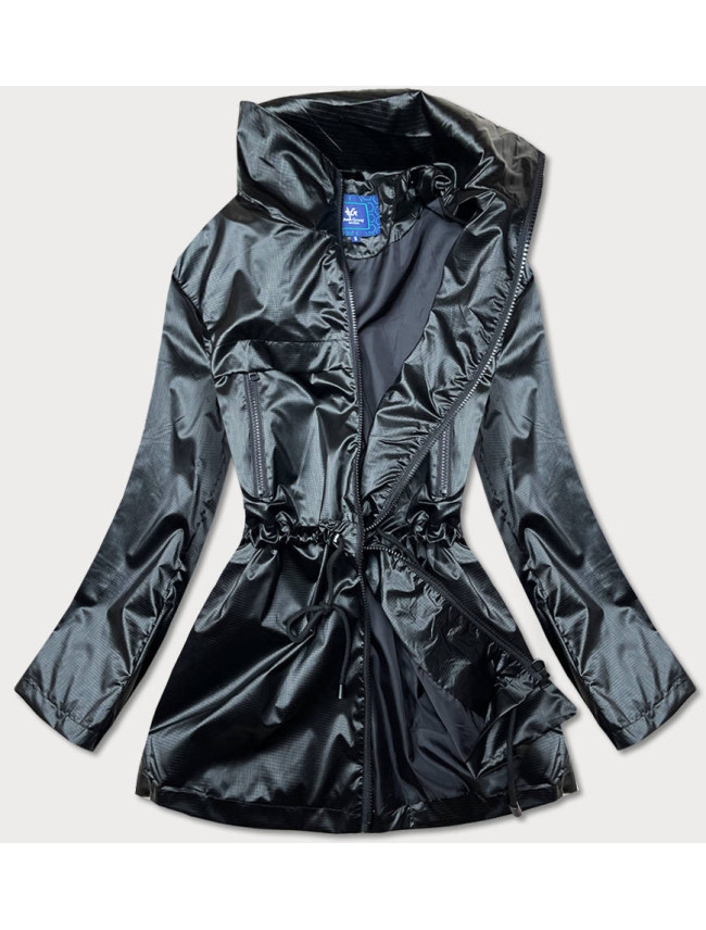 Tenká čierna dámska bunda so stojačikom (AG5-017)