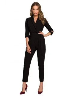 S316 Overal so šálovým golierom - čierny