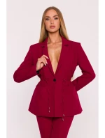 M873 Sako so šnúrkou v páse - bordové M873 Sako so šnúrkou v páse - bordové