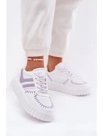 Sneakersy Damskie Na Platformie Fioletowe Ofenale