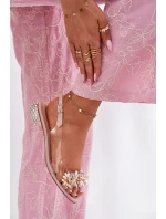 Transparentne Sandały Na Niskim Obcasie Ze Zdobieniem D&A MR51-709 Różowe