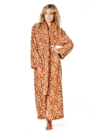 Dámsky župan so šálovým golierom VICTORIA 2130 8288 Hnedá vzor - Vestis