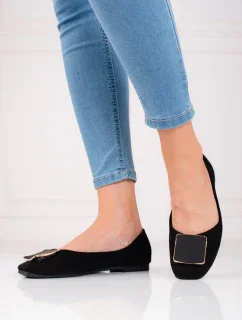 Klasické baleríny čierne dámske bez podpätku