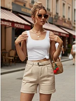 Dámske džínsové šortky s opaskom, béžové, FashionStreet SY0555