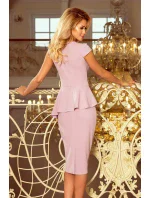Elegantné dámske midi šaty vo farbe lila s volánikom model 5943396