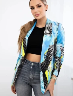 Bavlnená bunda s farebnou potlačou modrá