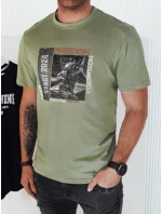 Pánske bavlnené tričko so zelenou potlačou FashionStreet RX5465