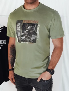 Pánske zelené tričko s potlačou FashionStreet RX5465