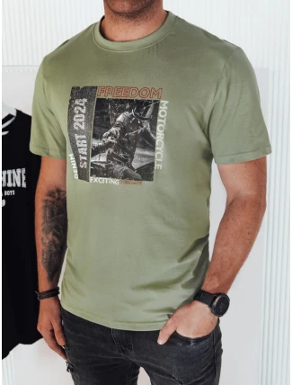 Pánske bavlnené tričko so zelenou potlačou FashionStreet RX5465