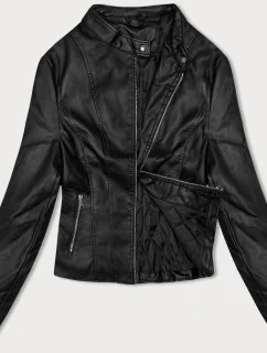 Čierna bunda ramoneska so stojačikom (11Z8058)