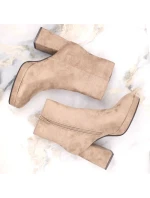 Dámske semišové čižmy na podpätku W JEZ411B beige - Jezzi