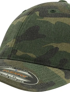 Flexfit 6977CA 6-panelová čiapka s kšiltom „Camo“ 55.6977 zelená kamufláž