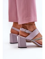 Damskie Eleganckie Sandały Na Słupku Fioletowe D&A MR38-549