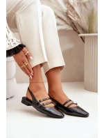 Lakierowane Baleriny Z Paskami Na Niskim Obcasie Czarne Bialettia