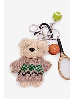 Přívěsek na klíče Přívěšek na kabelku Medvěd Raketová s míčkem Zlatý