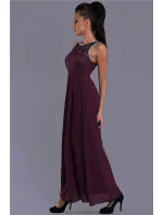 Dámske spoločenské šaty EVA LOLA s čipkou a kamienkami dlhé tmavo modrá