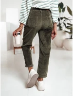 Dámske manšestrové nohavice tmavozelené FashionStreet UY2231