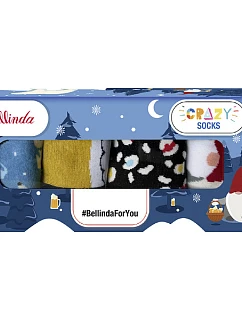 Darčeková krabica zábavných bláznivých ponožiek 4 páry CRAZY SOCKS BOX - BELLINDA - modrá
