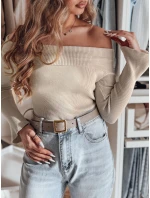 Dámska blúzka s odhalenými ramenami SHOWIT béžová FashionStreet MY2428