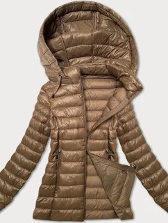 Dámska prešívaná bunda v ťavej farbe s kapucňou J Style (16M9102-62)