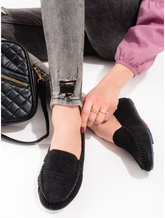 Komfortné mokasíny dámske čierne bez podpätku Komfortné mokasíny dámske čierne bez podpätku