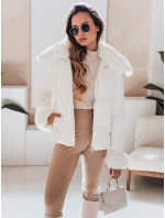 Dámska prešívaná krátka bunda s kožušinou biela FashionStreet TY5070