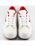 Bielo-červené dámske športové šnurovacie topánky (S070)