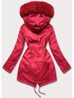 Dámska parka s kožušinou červená (5m762-270)